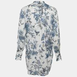 Pre Owned Dior Blue/White Printed Cotton Long Tunic M