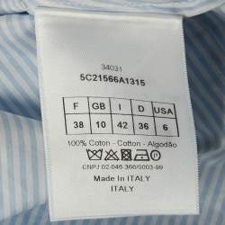 Christian Dior Blue Pinstripe Cotton Sleeveless Flared Shirt Dress M