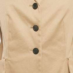 Pre Owned Christian Dior Beige Gabardine Single Breasted Blazer L