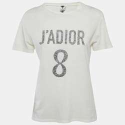 Dior Ivory J'Adior 8 Print Cotton Knit Crew Neck T-Shirt S