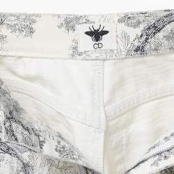 Pre Owned Christian Dior White/Blue Denim Toile de Jouy  Shorts XS