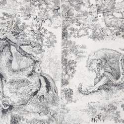 Pre Owned Christian Dior White/Blue Denim Toile de Jouy  Shorts XS