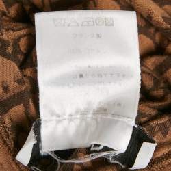 Pre Owned Christian Dior Brown Oblique Jersey V-Neck Top M