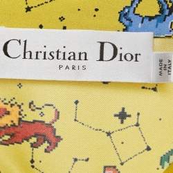 Pre Owned Christian Dior Yellow Zodiac Print Silk Shirt and Shorts Set M/L