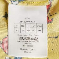 Pre Owned Christian Dior Yellow Zodiac Print Silk Shirt and Shorts Set M/L
