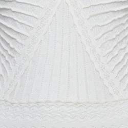 Pre Owned Christian Dior Off-White Pointelle Knit Flared Midi Dress L