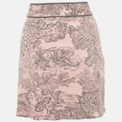 Pre Owned Christian Dior Pink Knit Toile de Jouy Sauvage Dioriviera Mini Skirt L