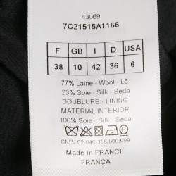 Pre Owned Christian Dior Black Wool & SIlk Crepe Patch Detail Top M