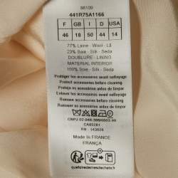 Pre Owned Christian Dior Cream Wool & Silk Crepe Pleated Belted Mini Dress XL