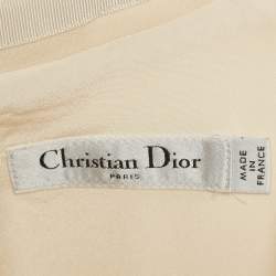 Pre Owned Christian Dior Cream Wool & Silk Crepe Pleated Belted Mini Dress XL