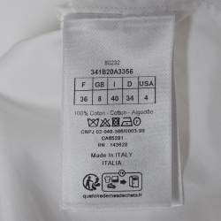 Pre Owned Christian Dior White Bee Embroidery Cotton Button Front Shirt S