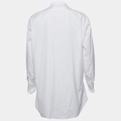Pre Owned Christian Dior White Bee Embroidery Cotton Button Front Shirt S