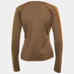 Pre Owned Dior Caramel Brown Long Sleeve V-Neck John Galliano Sweater L