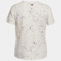 Pre Owned Christian Dior White Printed Cotton Crew Neck T-Shirt XS