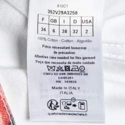 Pre Owned Christian Dior White Floral Printed Denim Button Jacket S