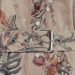 Pre Owned Chistian Dior Pink Printed Denim Belted Maxi Dress M