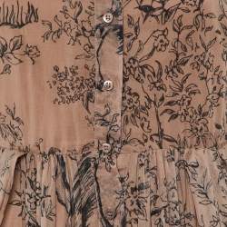 Pre Owned Christian Dior Pink Toile De Jouy Print Cotton Midi Shirt Dress S