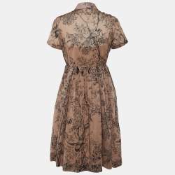 Pre Owned Christian Dior Pink Toile De Jouy Print Cotton Midi Shirt Dress S