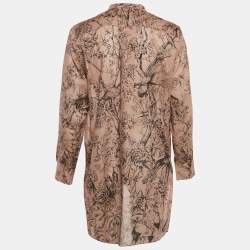 Pre Owned Christian Dior Beige Jungle Print Cotton Full sleeve Tunic Top S