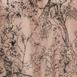 Pre Owned Christian Dior Beige Jungle Print Cotton Full sleeve Tunic Top S