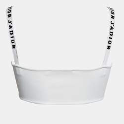 Pre Owned Dior White Stretch Knit J'adior Band Bralette Top M
