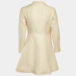 Pre Owned Dior Cream Wool Blend Overlay Button Front Mini Dress S 