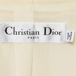 Pre Owned Dior Cream Wool Blend Overlay Button Front Mini Dress S 