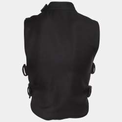 Pre Owned Christian Dior Black Heart Applique Wool Fencing Vest Top S 