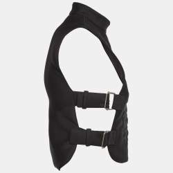Pre Owned Christian Dior Black Heart Applique Wool Fencing Vest Top S 