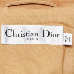 مملوكة مسبقًا Christian Dior Tan Abstract Animal Print Suede Fringed Jacket S
