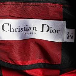 Pre Owned جاكيت ديور أنوراك صناعي بقلنسوة بنقشة مربعات حمراء مقاس صغير