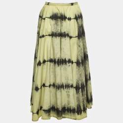 Pre Owned Dior Yellow Tie-Dye Cotton Long Skirt S