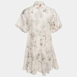 Pre Owned Dior White Printed Cotton Mini Dress S