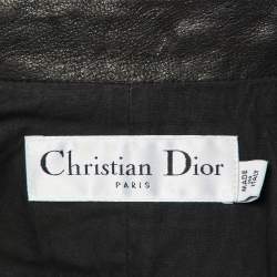 Pre Owned Dior Black Leather Stud Detail Zip-Up Rider Jacket S