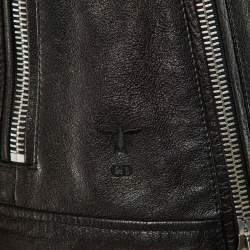Pre Owned Dior Black Leather Stud Detail Zip-Up Rider Jacket S