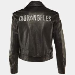 Pre Owned Dior Black Leather Stud Detail Zip-Up Rider Jacket S