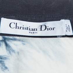 Pre Owned Dior Navy Blue Tie-Dye Print Cotton Skirt and Shirt Set M