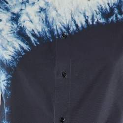 Pre Owned Dior Navy Blue Tie-Dye Print Cotton Skirt and Shirt Set M