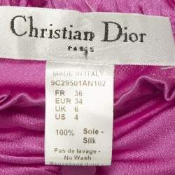 Pre Owned Christian Dior Pink Silk Ruched Neck Detail Camisole S 