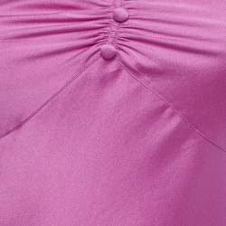 Pre Owned Christian Dior Pink Silk Ruched Neck Detail Camisole S 