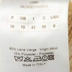 Pre Owned Dior Cream Rib Knit Virgin Wool High Neck Sweater M