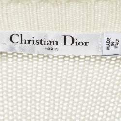 Pre Owned Christian Dior Light Cream Intarsia Knit Sweater  S