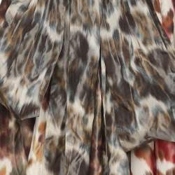 Pre Owned Dior Multicolor Printed Silk Belted Maxi Skirt M