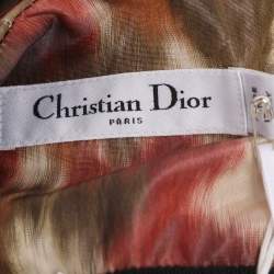 Pre Owned Dior Multicolor Printed Silk Belted Maxi Skirt M