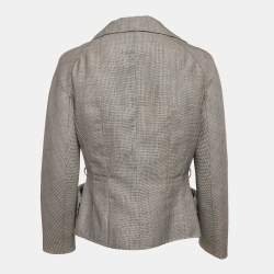 Pre Owned Christian Dior Grey Jacquard Blazer L