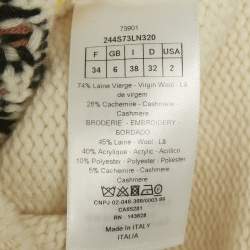 Pre Owned Christian Dior Ivory Lion Intarsia Rib Knit Sweater S