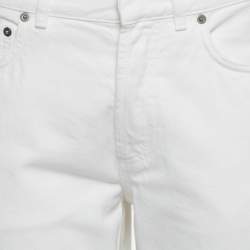 Pre Owned Christian Dior White Denim Folded Hem Jeans M Waist 28"
