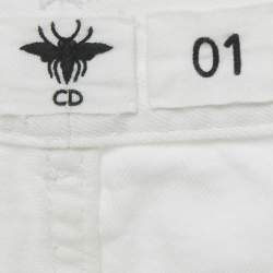 Pre Owned Christian Dior White Denim Folded Hem Jeans M Waist 28"