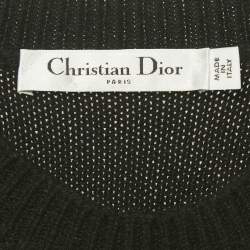Pre Owned Christian Dior Black Patterned Cashmere Sweater Vest M