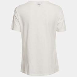 Pre Owned Christian Dior White Dior Addict Print Jersey Crewneck T-Shirt M